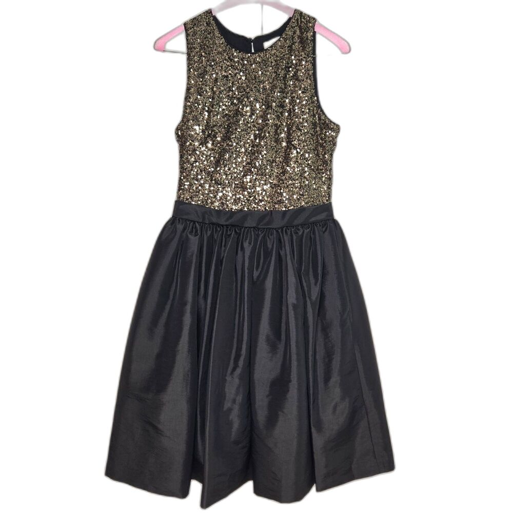 Calvin Klein Sequin Bodice Fit Cocktail Dress | Women's Size 6 | Black Gold